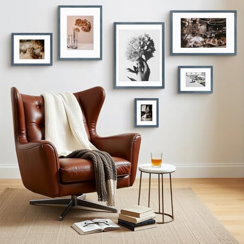 Frametory, 11x14 Frames Display 8x10 Picture with Mat or 11x14 Photo Without Mat, Shatter-Resistant Glass, Pre-Installed Wall Mounting Hardware - Blue - Image 5