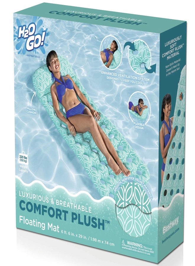 H2O Go H2OGO! سجادة سباحة مريحة عائمة 6'6" x 29"/1.98م x 74سم - Image 1