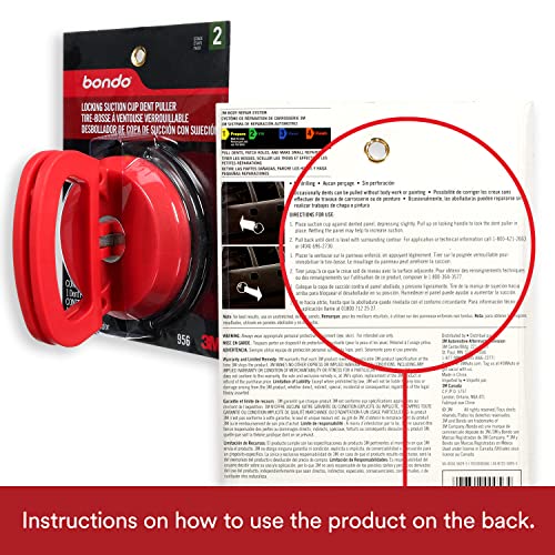 3M Bondo Double Handle Locking Suction Cup Dent Puller for Dents in Car and Truck Panels, Compact and Lightweight Tool with a 4" Rubber Suction Cup (00956) - Image 3