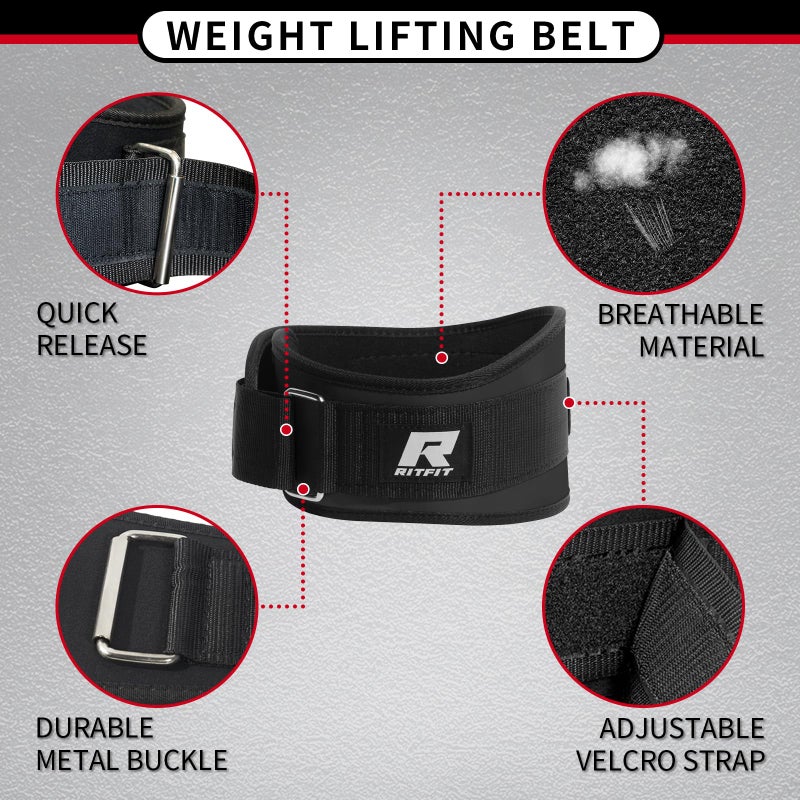 RitFit حزام رفع الأثقال من ريت فيت - رائع للقرفصاء، الطعنات، الرفعات المميتة، الثراسترات - للرجال والنساء - 6 بوصة أسود/تمويه - Image 2