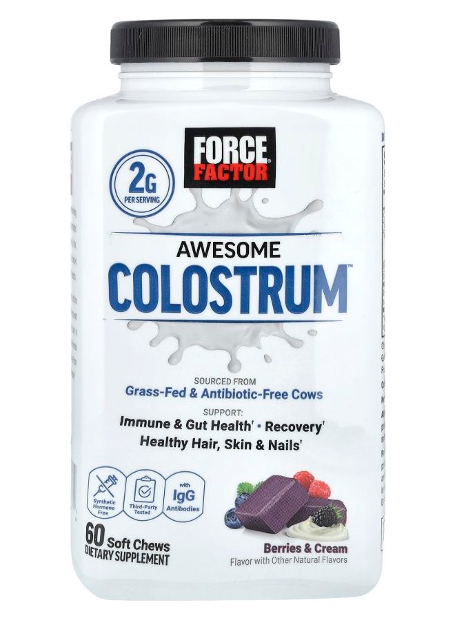 Force Factor Awesome Colostrum™ Berries & Cream 60 Soft Chews - Image 1