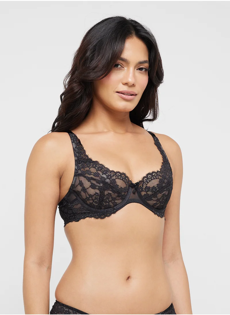 هانك مولر Lace Plunge Neck Bra
