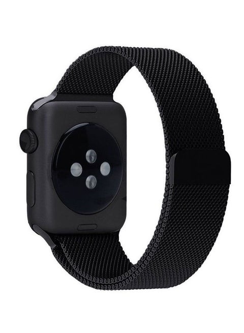Metal Stainless Steel Milanese Loop Chain Mesh Band for Apple Watch 7/6/SE/5/4/3/2/1 45mm/44mm/42mm Black