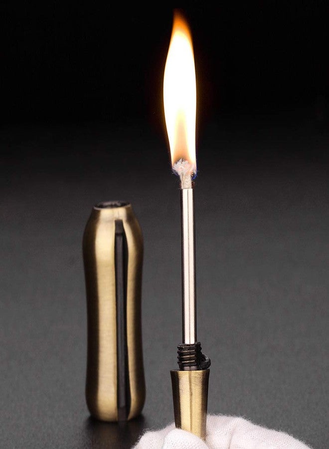 AIKENR Permanent Match Keychain, Waterproof Matchstick Fire Starters Portable Camping Lighter with Flint Metal Matchstick for Outdoor Emergency Survival Camping (Gold) - Image 2