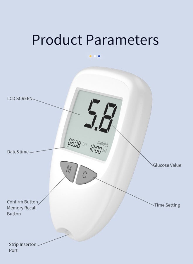 Blood Sugar Monitor，Glucose Monitor Kit with 50 Test Strips and 50 Lancets - Image 2