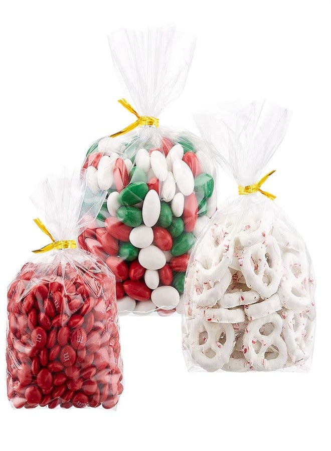 Zcintert Clear Cello Cellophane Treat Bags, 100 Pcs - 7.9" x 11" (2mils), Plastic Gift Bags for Candy, Party Favor, Cookies, Candies Packaging, with 4” Twist Ties - Image 3
