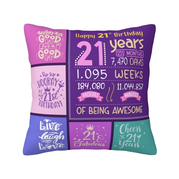 21ST BIRTHDAY DECORATIONS FOR HER BEST 21ST BIRTHDAY GIFTS FOR HER HAPPY 21 BIRTHDAY DECORATIONS 21ST BDAY GIFTS FOR DAUGHTER FEMALE TURNING 21 GIFTS THROW PILLOW COVERS 18 X 18 INCH