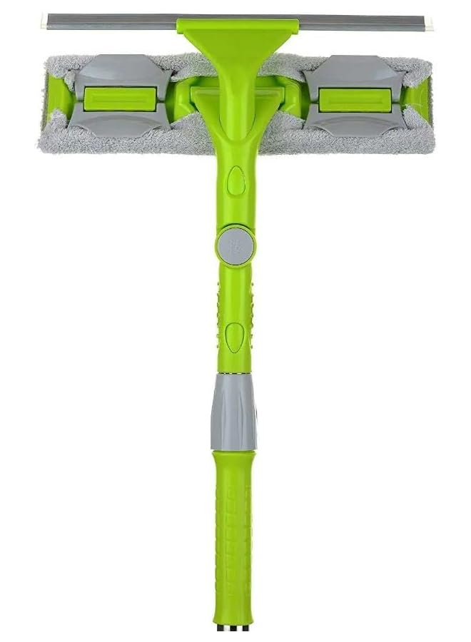 IAF Window Squeegee 2-in-1 Cleaner Washer with Microfiber Scrubber, Swivel Style Window Cleaning Tool Set with Stainless Steel Pole, Extendable Squeegee Cleaner Tool Kit for Home Glass Mirror - Image 1
