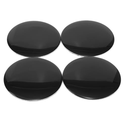 RTRHINOTUNING 4pcs 56mm/2.2in Wheel Center Caps Stickers Black Aluminum Alloy Anti-Rust Badge Emblems Decals - Image 1