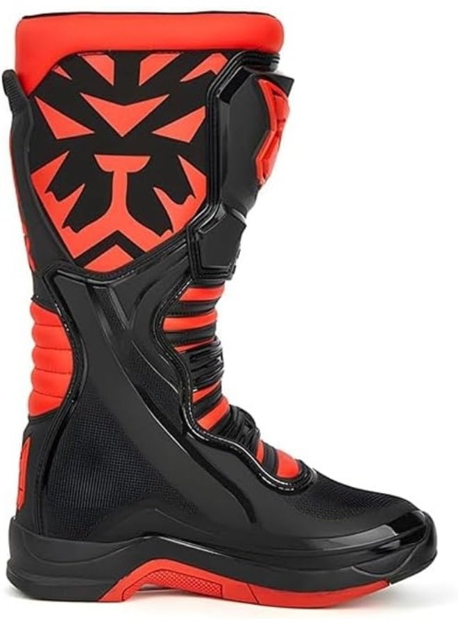 TIGER Pair of Pro Style Motocross Leather Boots,Red & Black - Image 3