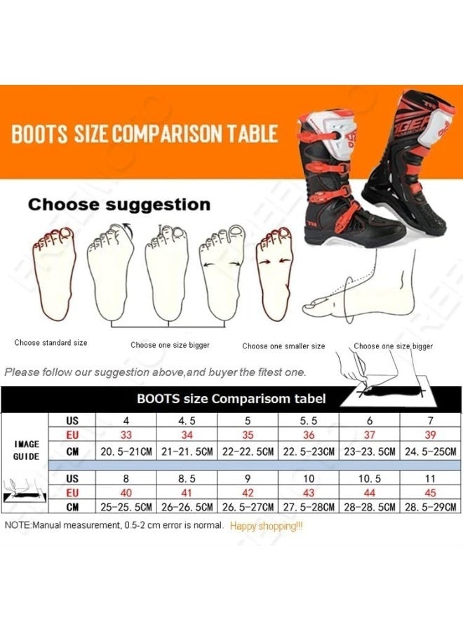 TIGER Pair of Pro Style Motocross Leather Boots,Red & Black - Image 5