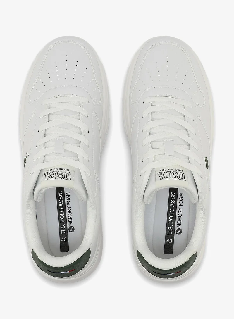 U.S. Polo Assn. white Men's White Low-Top Sneakers - Stylish Casual Shoes with Grey and Tan Accents, Durable and Stylish Casual Footwear for Men | Best Price UAE