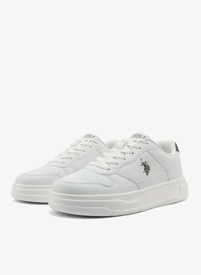U.S. Polo Assn. white Men's White Low-Top Sneakers - Stylish Casual Shoes with Grey and Tan Accents, Durable and Stylish Casual Footwear for Men | Best Price UAE
