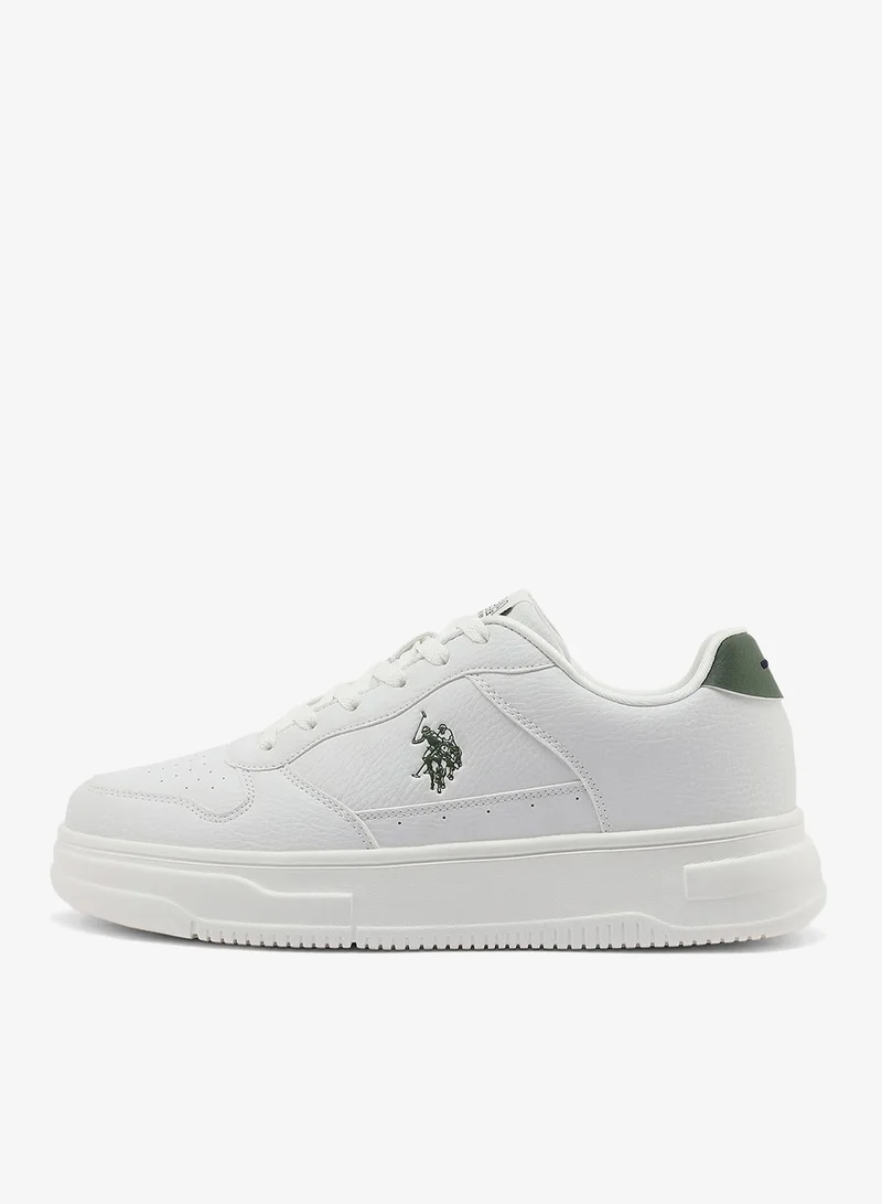 U.S. Polo Assn. white Men's White Low-Top Sneakers - Stylish Casual Shoes with Grey and Tan Accents, Durable and Stylish Casual Footwear for Men | Best Price UAE