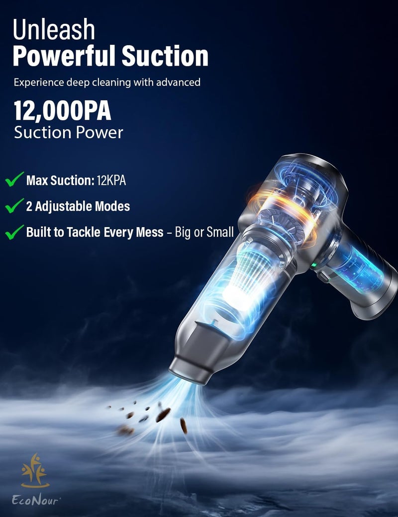 EcoNour High Power Car Vacuum Cleaner with Multiple Attachments - Image 2