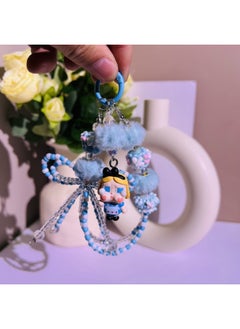 Generic Flocking Labubu Doll Vinyl Flying Policewoman And Other Mobile Phone Pendant Key Chain Hand Diy-Specifications:Crying Baby Flying Blue Sitting-bag Keychain Pendant  - Image 2
