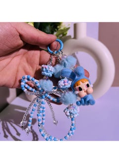 Generic Flocking Labubu Doll Vinyl Flying Policewoman And Other Mobile Phone Pendant Key Chain Hand Diy-Specifications:Crying Baby Flying Blue Sitting-bag Keychain Pendant  - Image 1