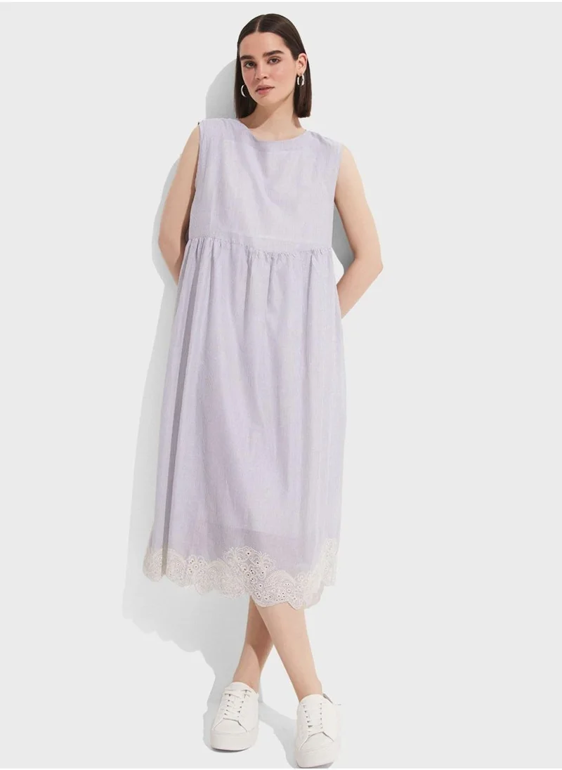 JUNE Lace Detail Tiered Dress