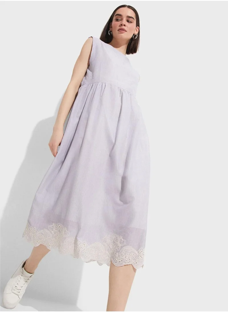 JUNE Lace Detail Tiered Dress