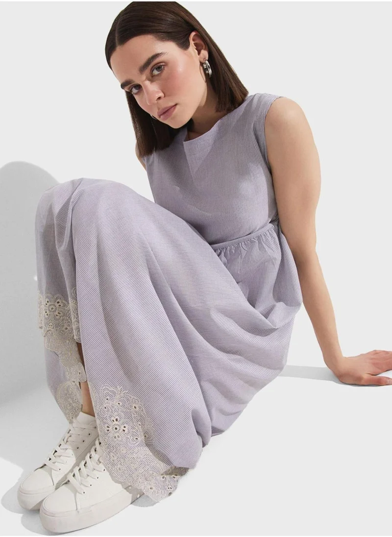 JUNE Lace Detail Tiered Dress