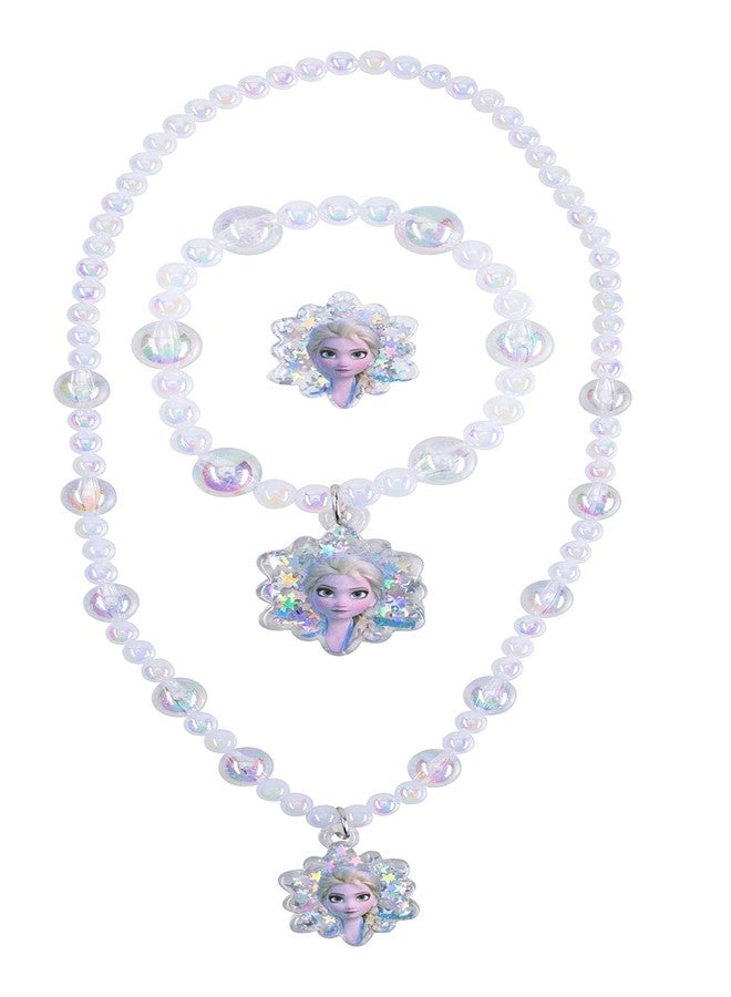 LUV HER Disney Frozen Girls Jewelry Set - Dress Up 3 Piece Toy Jewelry Box Set with Bead Necklace, Bracelet, and Ring - Play Accessories - Ages 3+ - Image 1