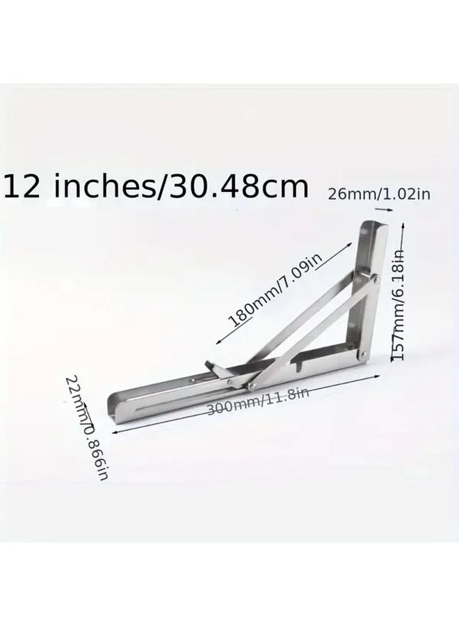 Stainless Steel Folding Shelf Bracket 8 Inches Heavy Duty Space Saving DIY Mounting - Image 4