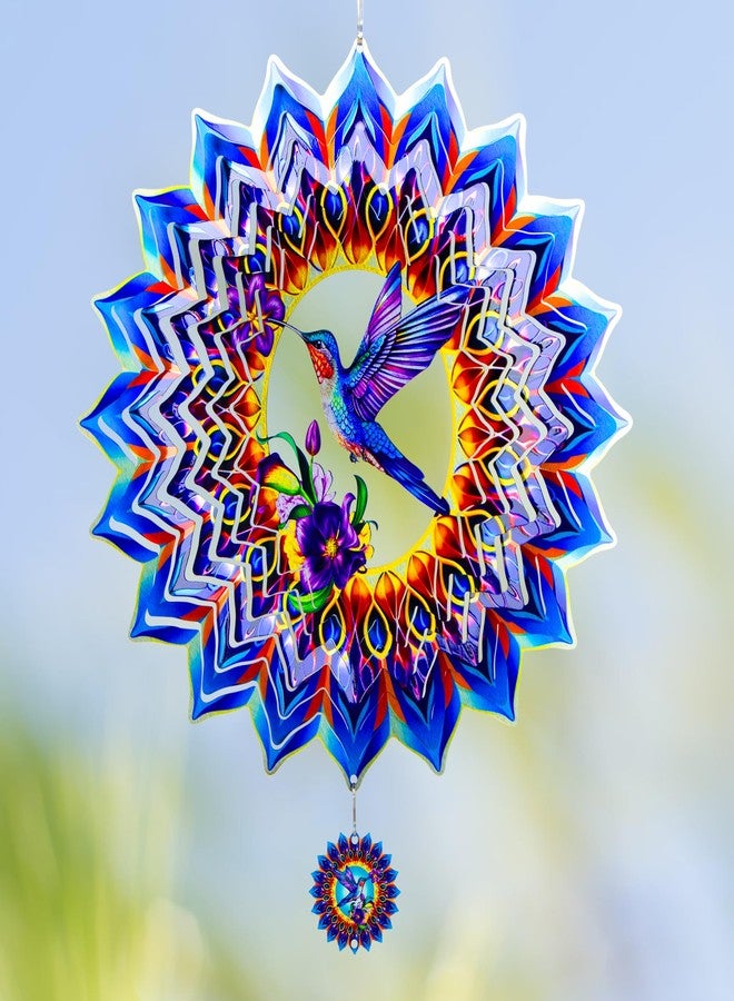 OFEWPAGA Hummingbird Wind Spinner,Hanging Wind Spinners Outdoor for Garden Decoration，12 inch 3D Stainless Steel Wind Sculpture for Indoor/Outdoor Decor - Image 1