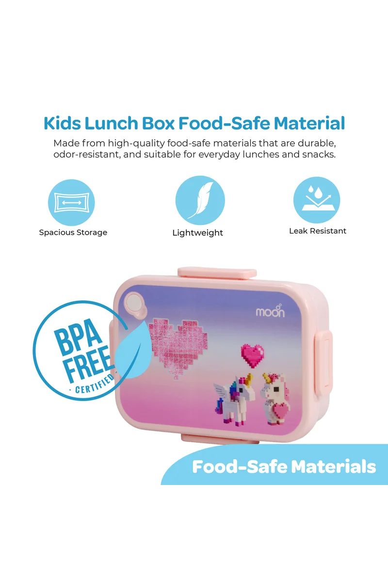 مون MOON Kids Lunch Box | PP + Stainless Steel Insulated Tiffin Box | Leak-Proof, BPA-Free, Durable School Lunch Box for Boys & Girls | Easy Open Clips | Food Safe Eco-Friendly Kids Meal Box