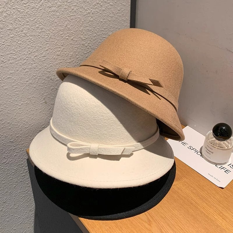 Winter Fedora Hat Unisex British Large Brim Classic  Felt Hat - Image 1