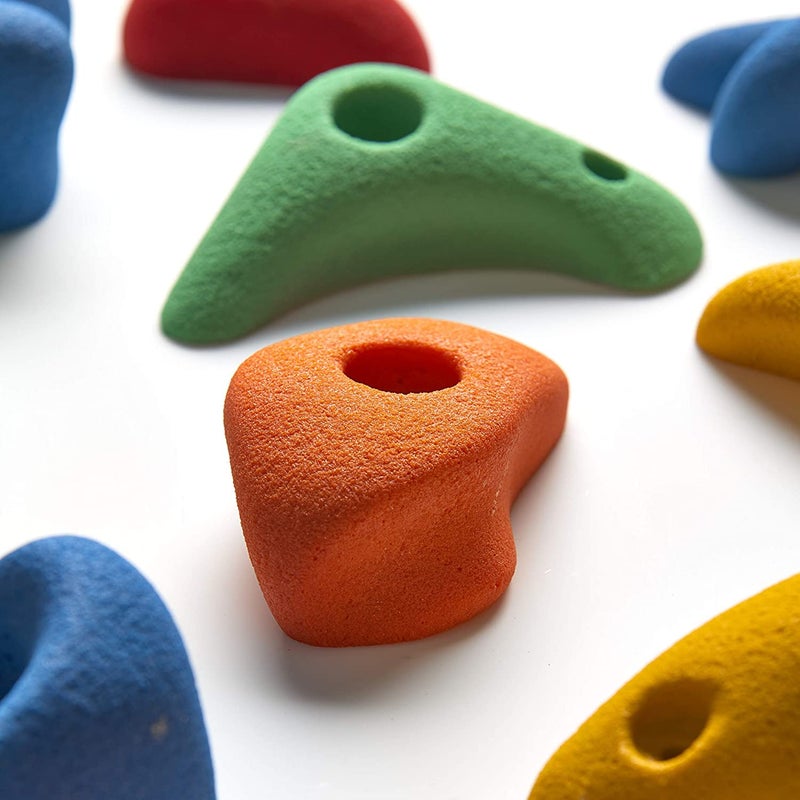 White Tech Rock Climbing Holds for Kids | Pack of 15 Resin Rock Climbing Holds for Indoor Outdoor Playground Climbing Wall Mounting with Hardware Kit - Image 2