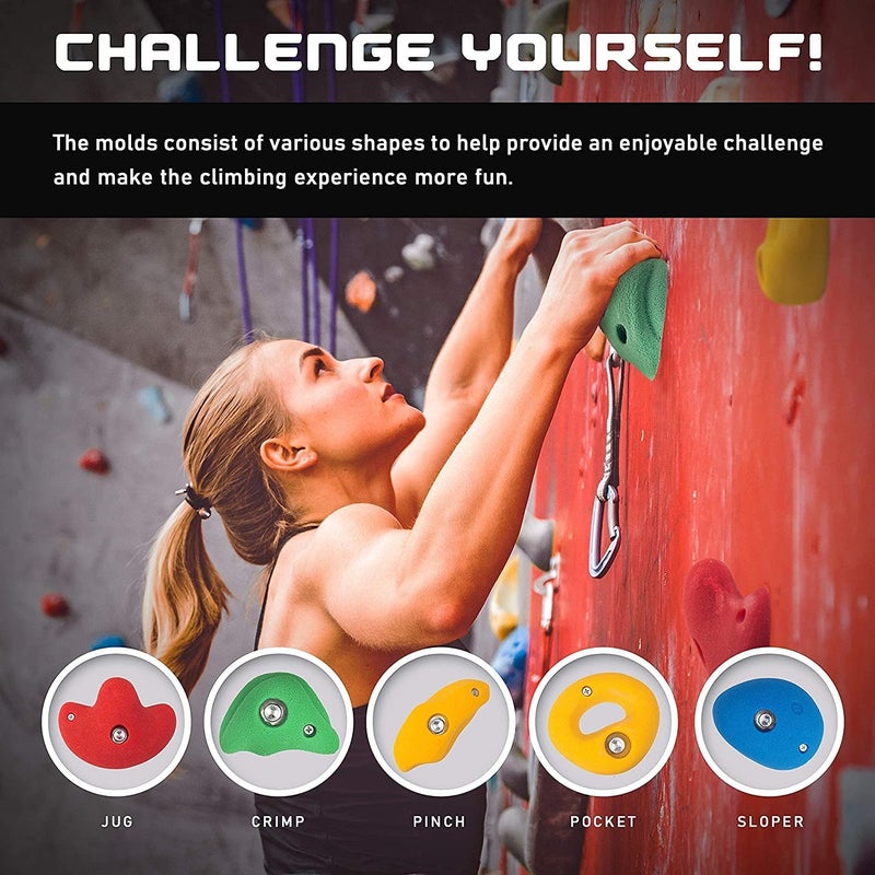 White Tech Rock Climbing Holds for Kids | Pack of 15 Resin Rock Climbing Holds for Indoor Outdoor Playground Climbing Wall Mounting with Hardware Kit - Image 4