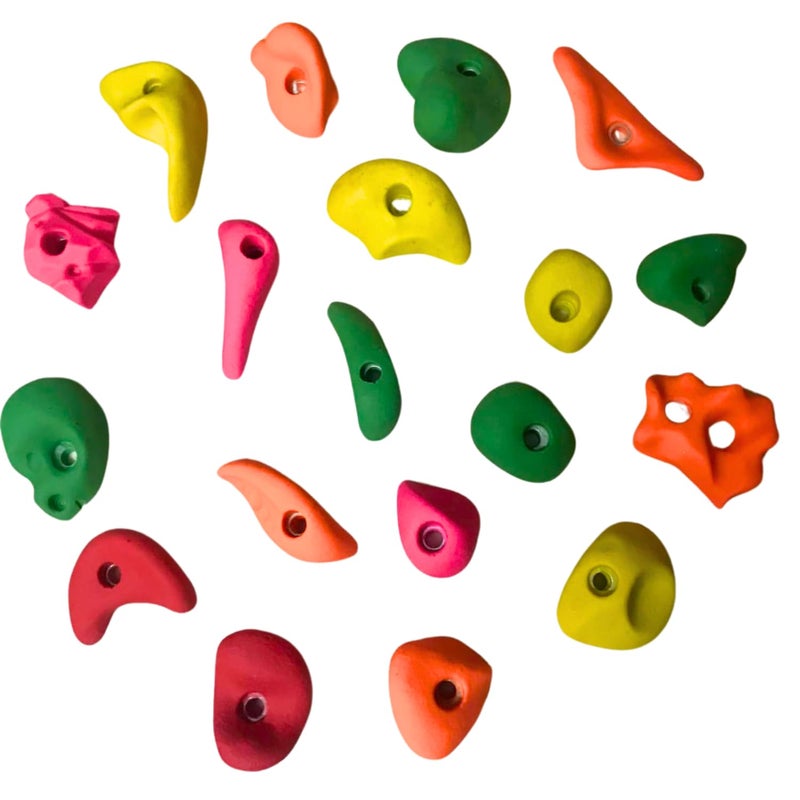 White Tech Rock Climbing Holds for Kids | Pack of 15 Resin Rock Climbing Holds for Indoor Outdoor Playground Climbing Wall Mounting with Hardware Kit - Image 3