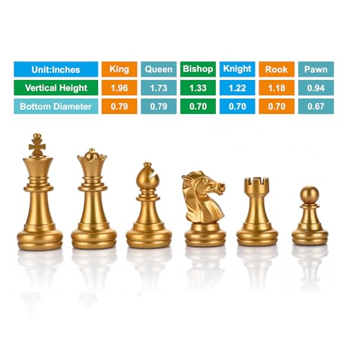 QuadPro Chess Pieces Only Magnetic Plastic Chessman Set for Replacement of Missing Pieces Include Storage Bag 196 King Small Gold Silver - Image 5