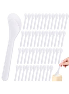 Patelai Patelai 50 Pieces Cosmetic Spatula Disposable Makeup Frosted Tip Spatula Plastic Makeup Tools Spoon Cosmetic Mask Spatulas Facial Cream Scoop Mask Spoon Stick for DIY and Sampling(Transparent)  - Image 1