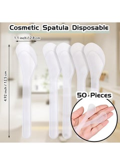 Patelai Patelai 50 Pieces Cosmetic Spatula Disposable Makeup Frosted Tip Spatula Plastic Makeup Tools Spoon Cosmetic Mask Spatulas Facial Cream Scoop Mask Spoon Stick for DIY and Sampling(Transparent)  - Image 2