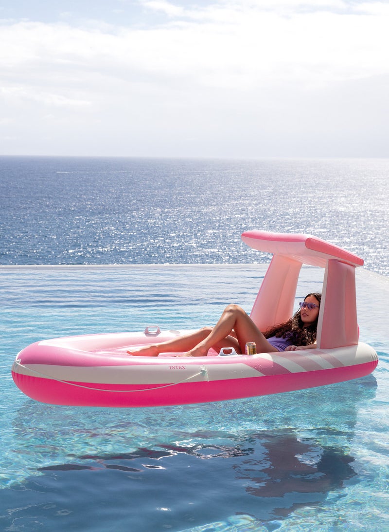 INTEX Pink Paradise Inflatable Boat Float with Bimini Top, 2 Cupholders, Grab Handles & Safety Features  - Image 2