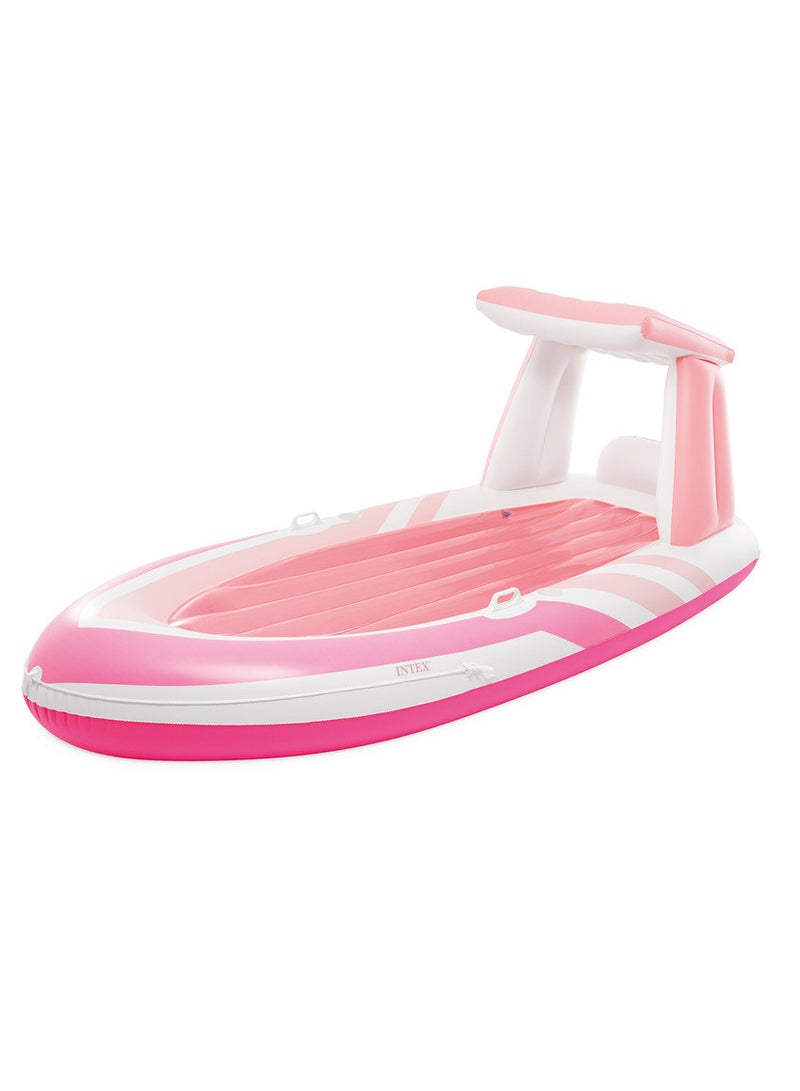 INTEX Pink Paradise Inflatable Boat Float with Bimini Top, 2 Cupholders, Grab Handles & Safety Features  - Image 1