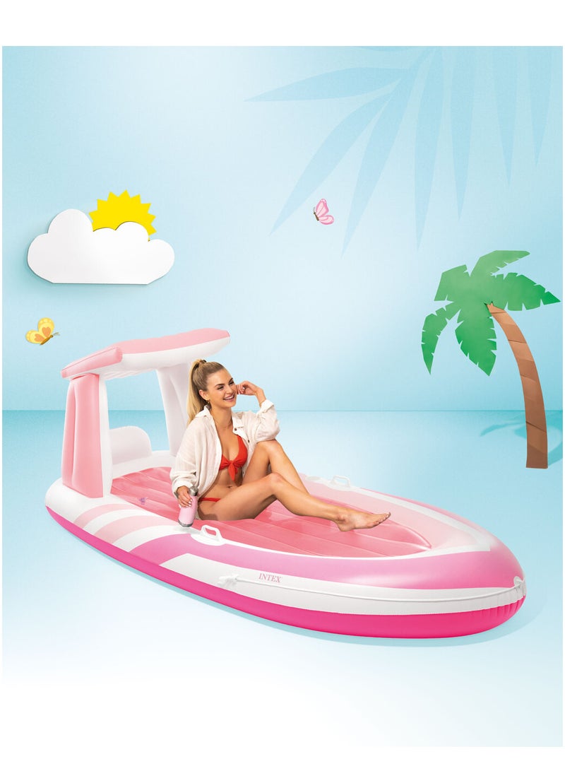 INTEX Pink Paradise Inflatable Boat Float with Bimini Top, 2 Cupholders, Grab Handles & Safety Features  - Image 5