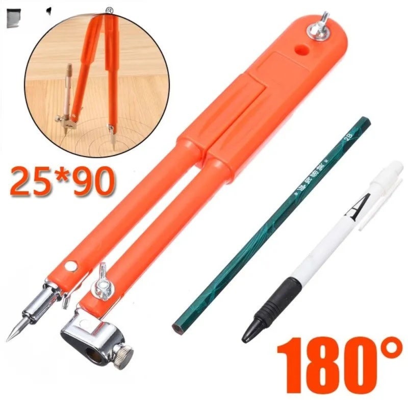 Carpenter's Precision Kit Woodworking Tools High-Carbon Steel - Woodworking Compass Polypropylene Tools Vibrant Orange for Professional Carpentry DIY Enthusiasts - Image 1