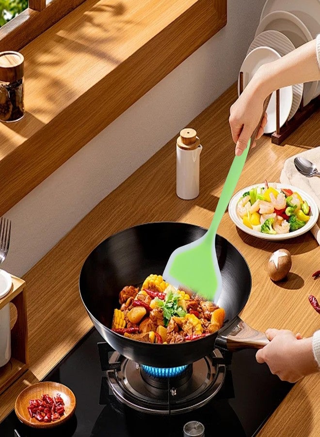 ملعقة سيليكون لقلب الفطائر من سيبت، ملعقة سيليكون عريضة لقلب الفطائر أو الأومليت، ملعقة سيليكون لقلب الفطائر لأواني الطهي غير اللاصقة، عبوة من قطعتين (أخضر) - Image 3