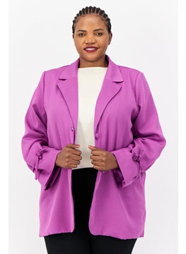Heartbreak Women Plus Size Regular Fit Textured Casual Blazer, Purple  - Image 1
