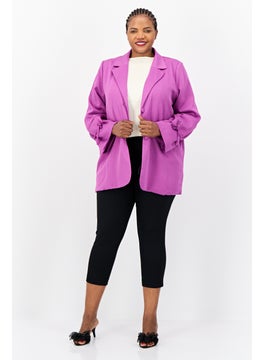 Heartbreak Women Plus Size Regular Fit Textured Casual Blazer, Purple  - Image 4