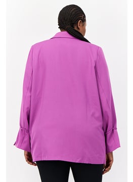 Heartbreak Women Plus Size Regular Fit Textured Casual Blazer, Purple  - Image 3