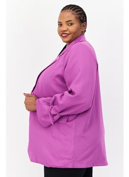 Heartbreak Women Plus Size Regular Fit Textured Casual Blazer, Purple  - Image 2
