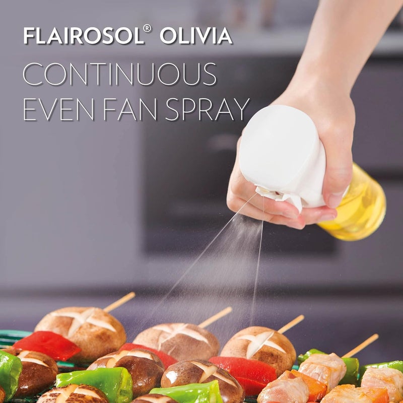 FLAIROSOL OLIVIA. The Original, Advanced Oil Sprayer for Cooking, Salad Dressings and More, Continuous Spray with Portion Control, Trusted by Chefs. Patented Technology. (Glass Bottle, 130ml/4.4 oz) - Image 3