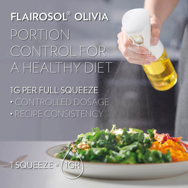 FLAIROSOL OLIVIA. The Original, Advanced Oil Sprayer for Cooking, Salad Dressings and More, Continuous Spray with Portion Control, Trusted by Chefs. Patented Technology. (Glass Bottle, 130ml/4.4 oz) - Image 5