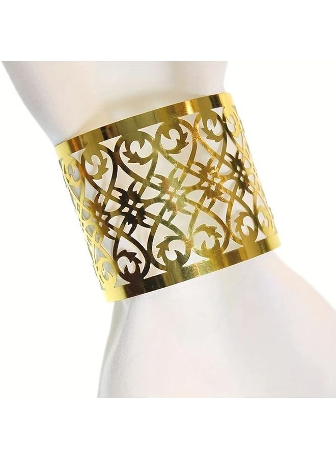 50pcs Silvery Disposable Napkin Rings Laser Cut Paper Holders Elegant Leaf Vine Design - Image 5