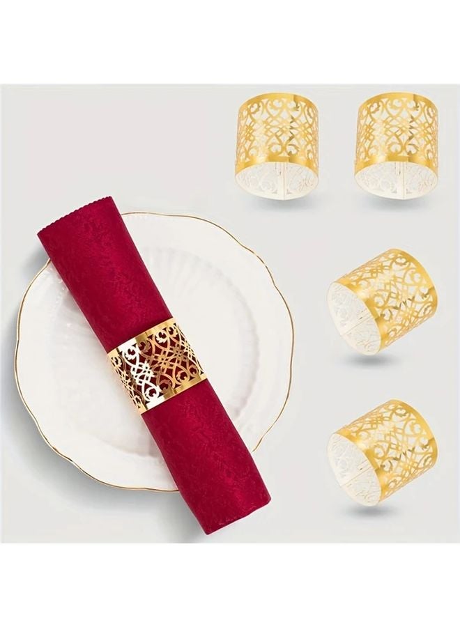 50pcs Silvery Disposable Napkin Rings Laser Cut Paper Holders Elegant Leaf Vine Design - Image 2