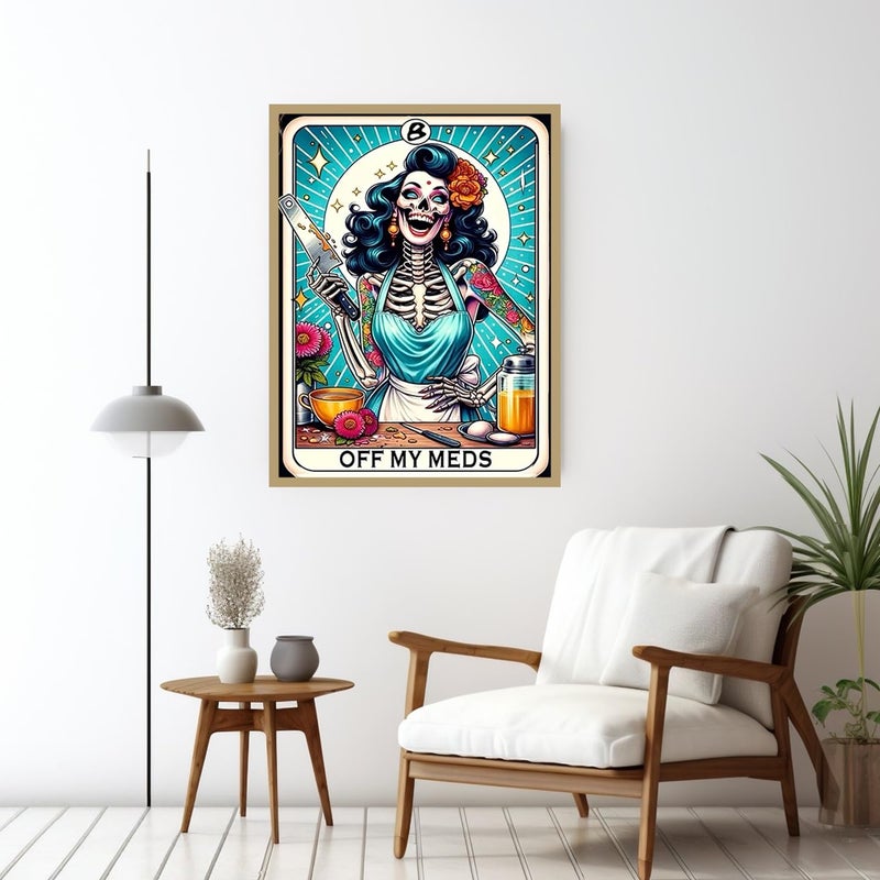 CHWGLFGG 5D Diamond Art Kits for Adults Beginners, Skull Skeleton Chef Diamond Painting Kits, DIY Full Round Drill Paint by Diamonds Dot Gem Art for Adults, Home Wall Decor 12x 16 Inch - Image 3