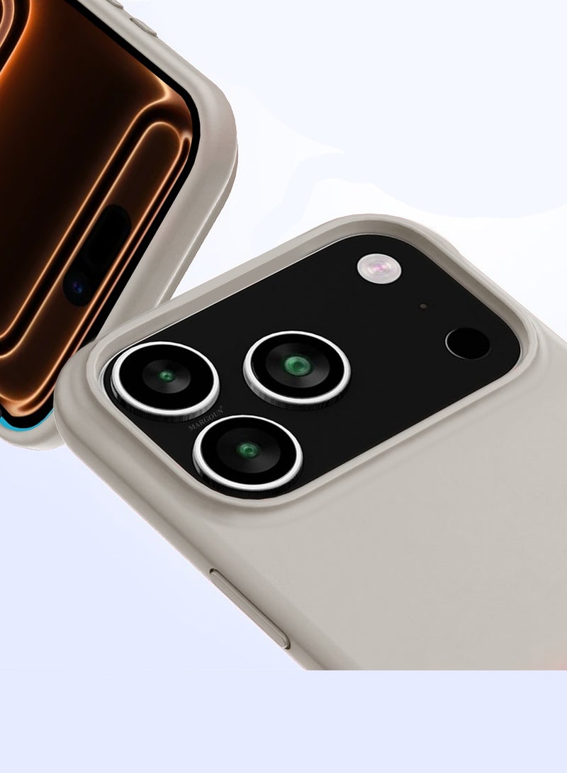 CATANES 2 Packs Silicone Protective Phone Case for iPhone 17 Pro Max - Soft Anti-Scratch Microfiber Lining Ultra Slim Drop Protection Phone Cover with Privacy Screen Protector - Natural Titanium - Image 3